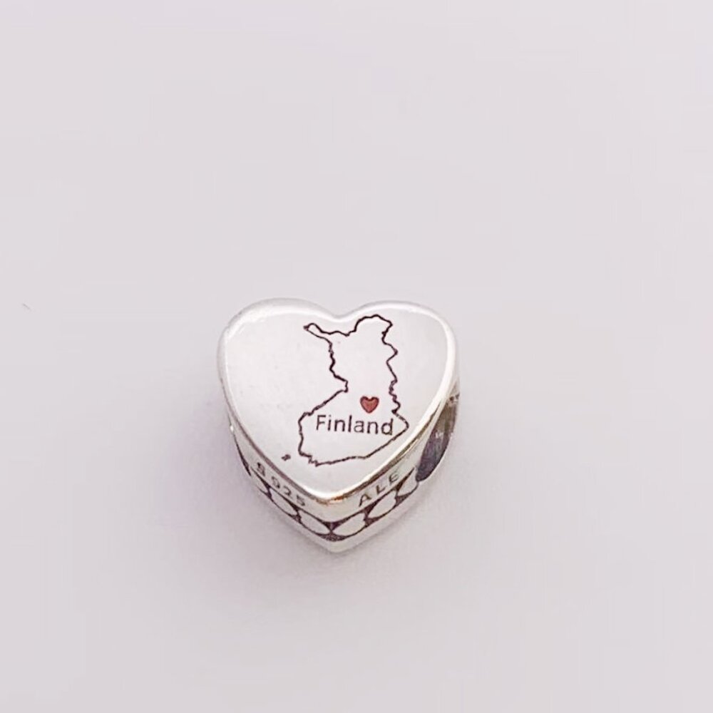 Pandora Finland Map I Love Finland Heart Charm